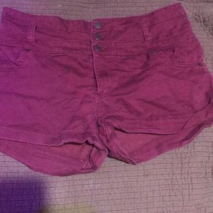 Burgundy High Waisted Shorts